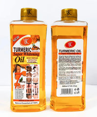 Turmeric Oil Super Whitening face bottle highlights glow-boosting formula for radiant skin