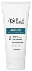 Tutta La Pelle Unblemish acne wash bottle front for daily acne care