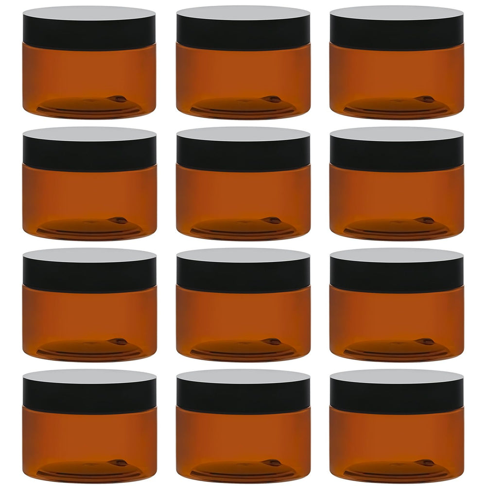 TUZAZO amber 4oz jar with black lid for travel creams.