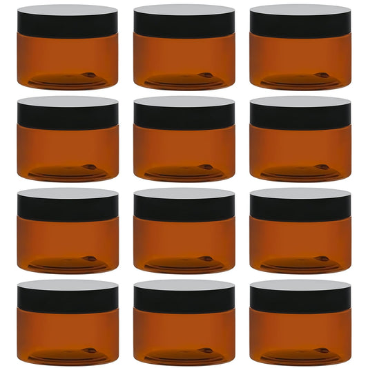 TUZAZO amber 4oz jar with black lid for travel creams.
