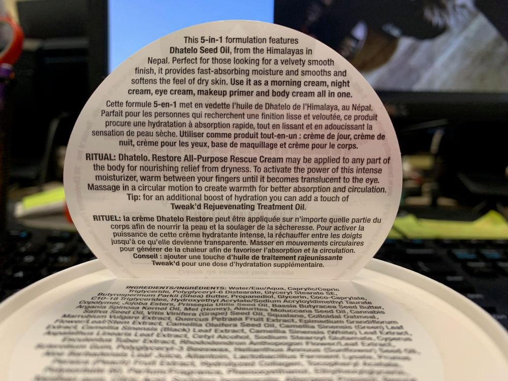 Tweak’d by Nature Restore packaging on a vanity desk, cruelty-free appeal.