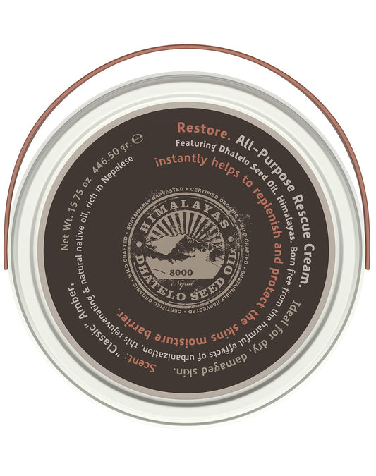 Tweak’d by Nature Restore cream jar close-up shows rich texture for dry skin nourishment.
