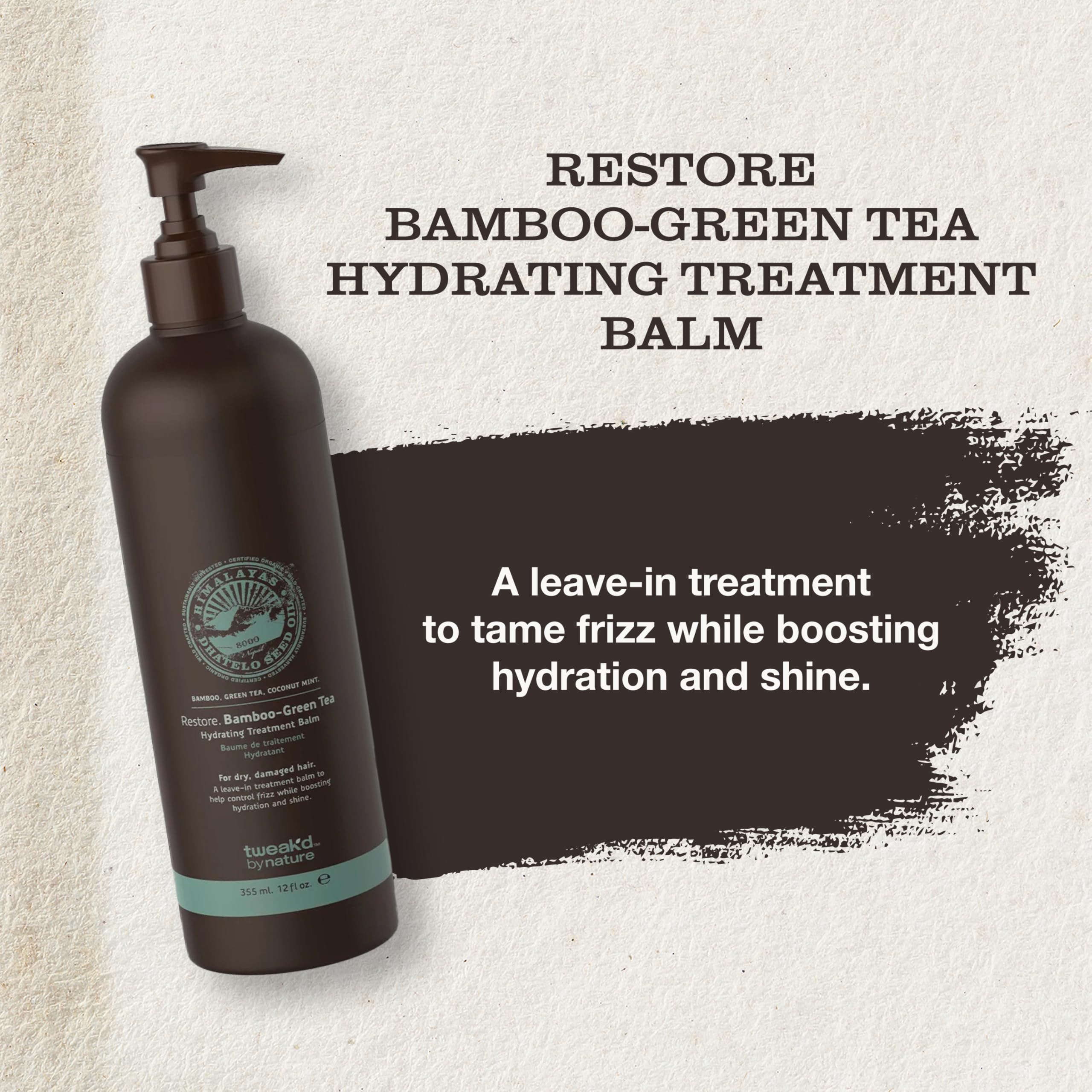 Tweak’d by Nature Restore Leave-In Balm pour cap for quick, easy application