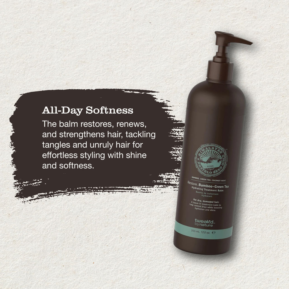 Tweak’d by Nature Restore Leave-In Balm applying to damp hair for detangling