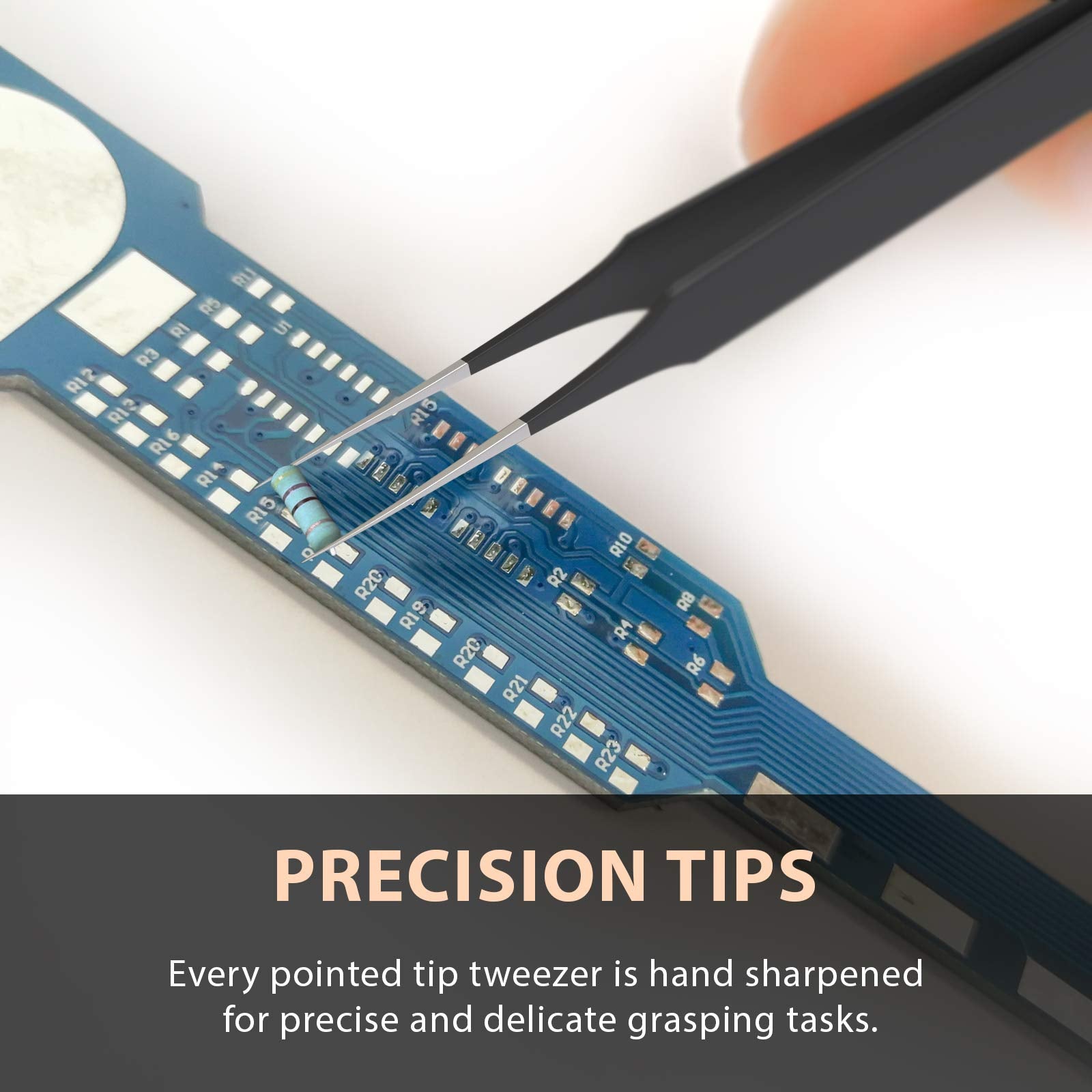 Tweezees hand-sharpened tips offer fine control for precise plucks