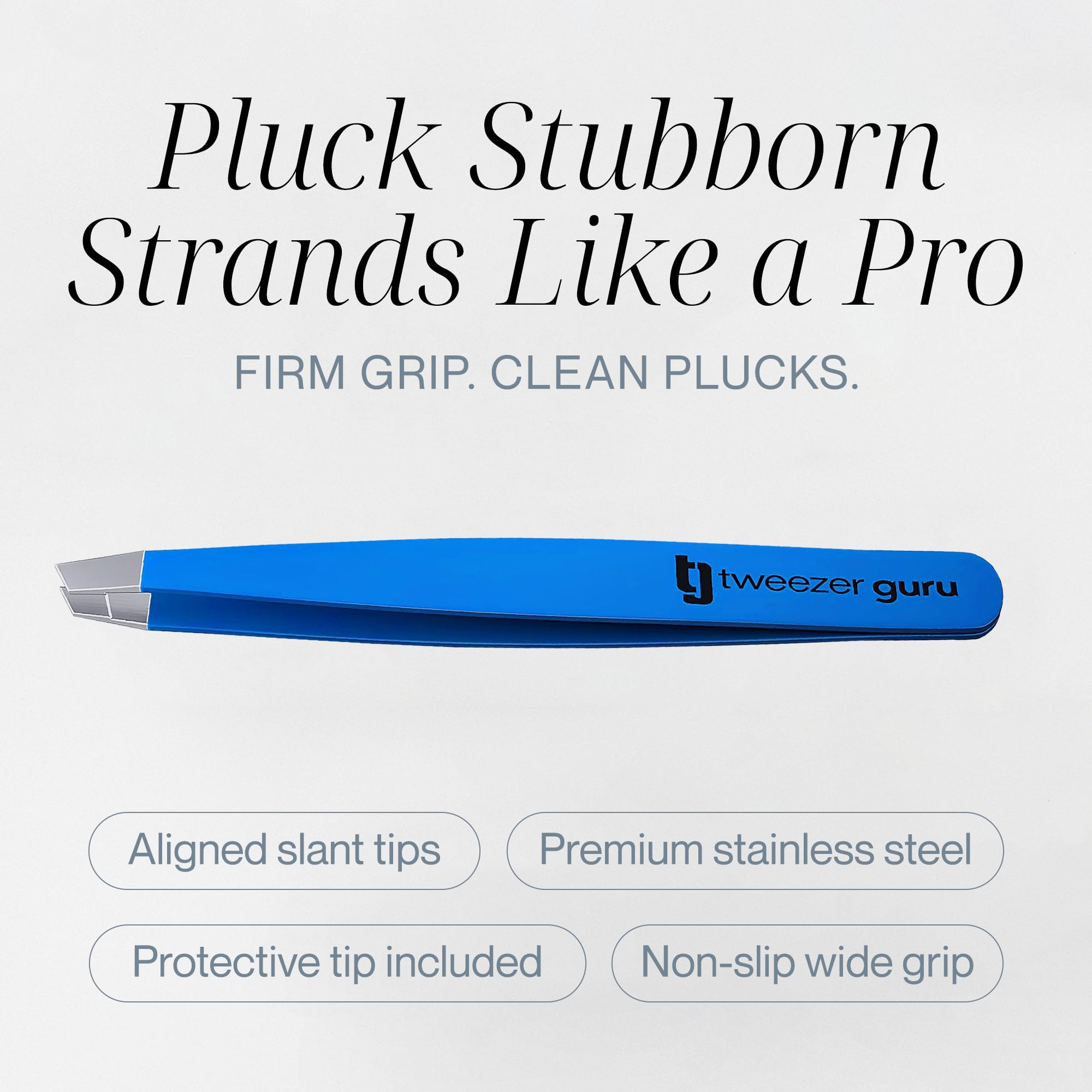 TWEEZER GURU stainless steel brow tweezers with matte grip for steady use