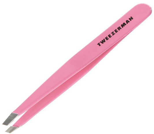 Tweezerman Pretty in Pink Slant Tweezer enables precise brow grooming and hair removal.