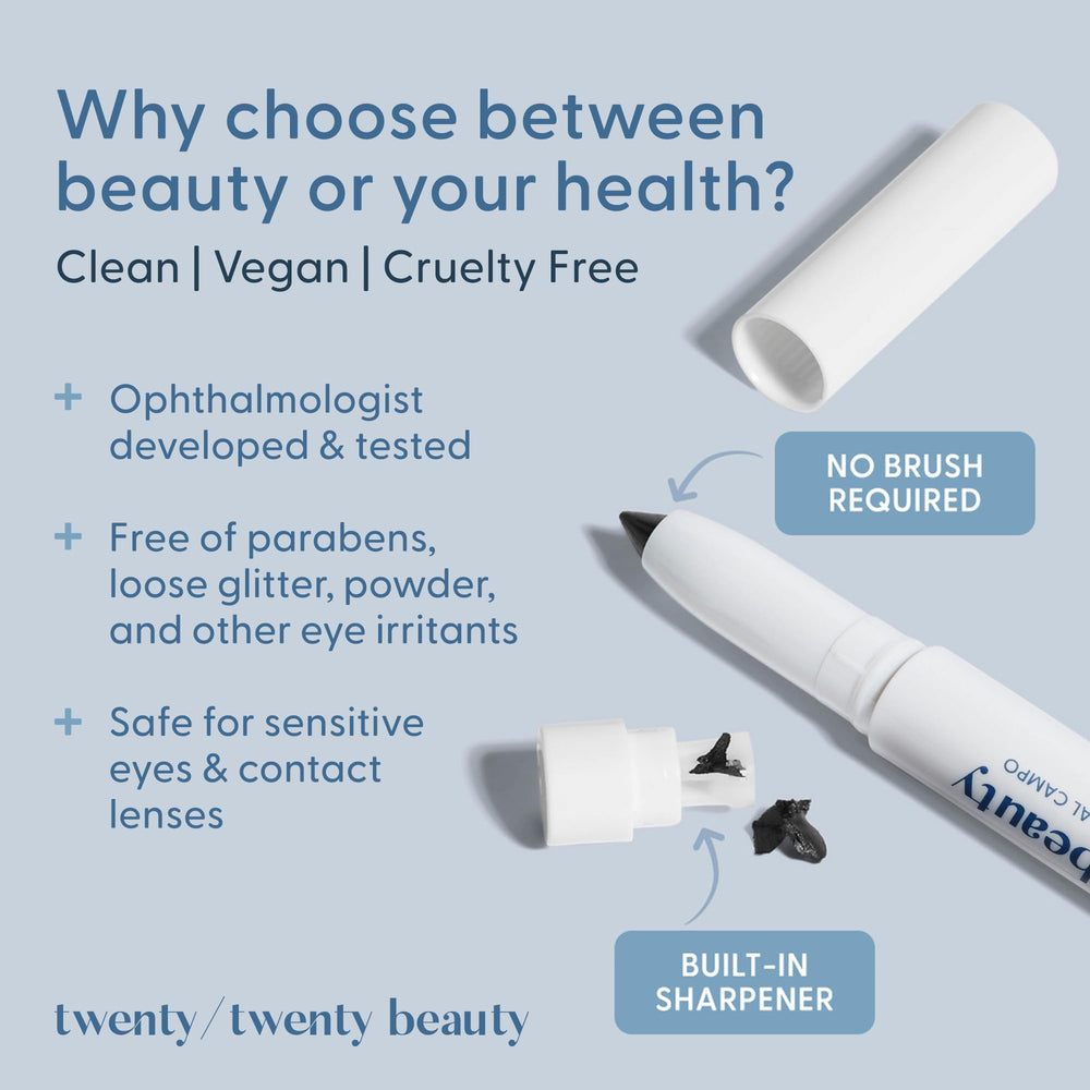 Twenty/Twenty Beauty Visionary Eye Shadow Stick swatch highlights clean ingredients and hydration.