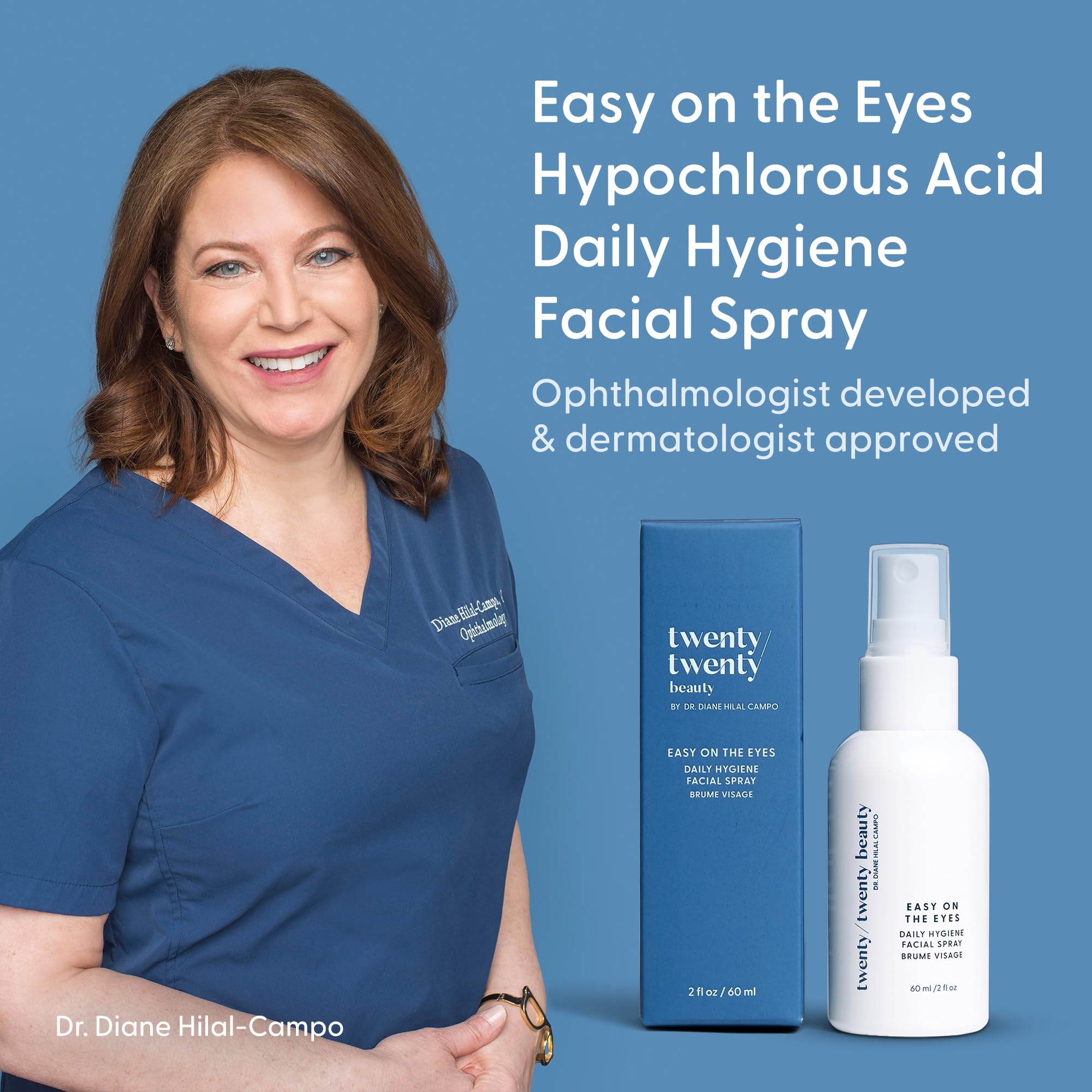 Twenty/Twenty Easy On The Eyes 60ml container, travel-friendly.