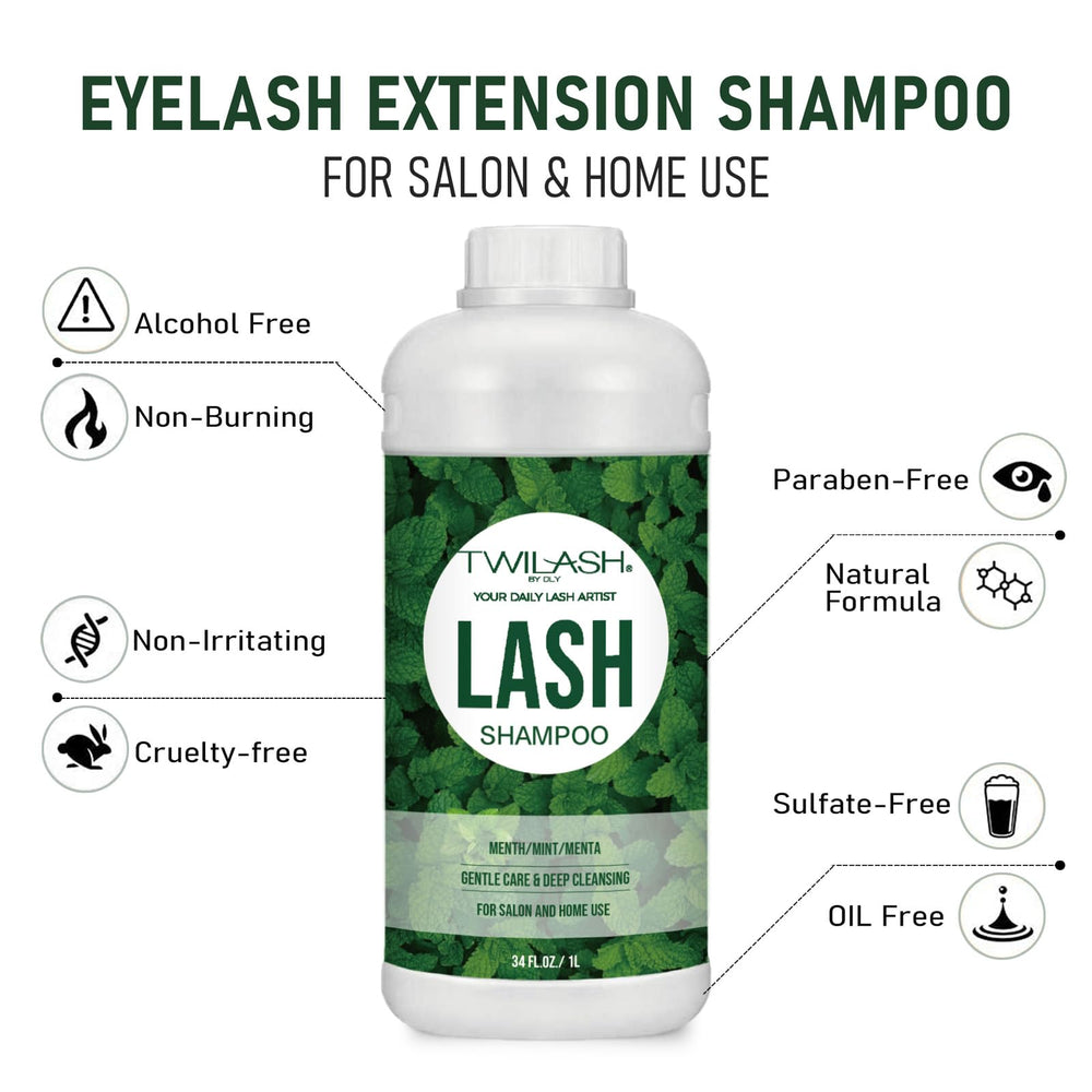 Twilash by DLY mint 1L bottle ready for daily eyelash cleansing.