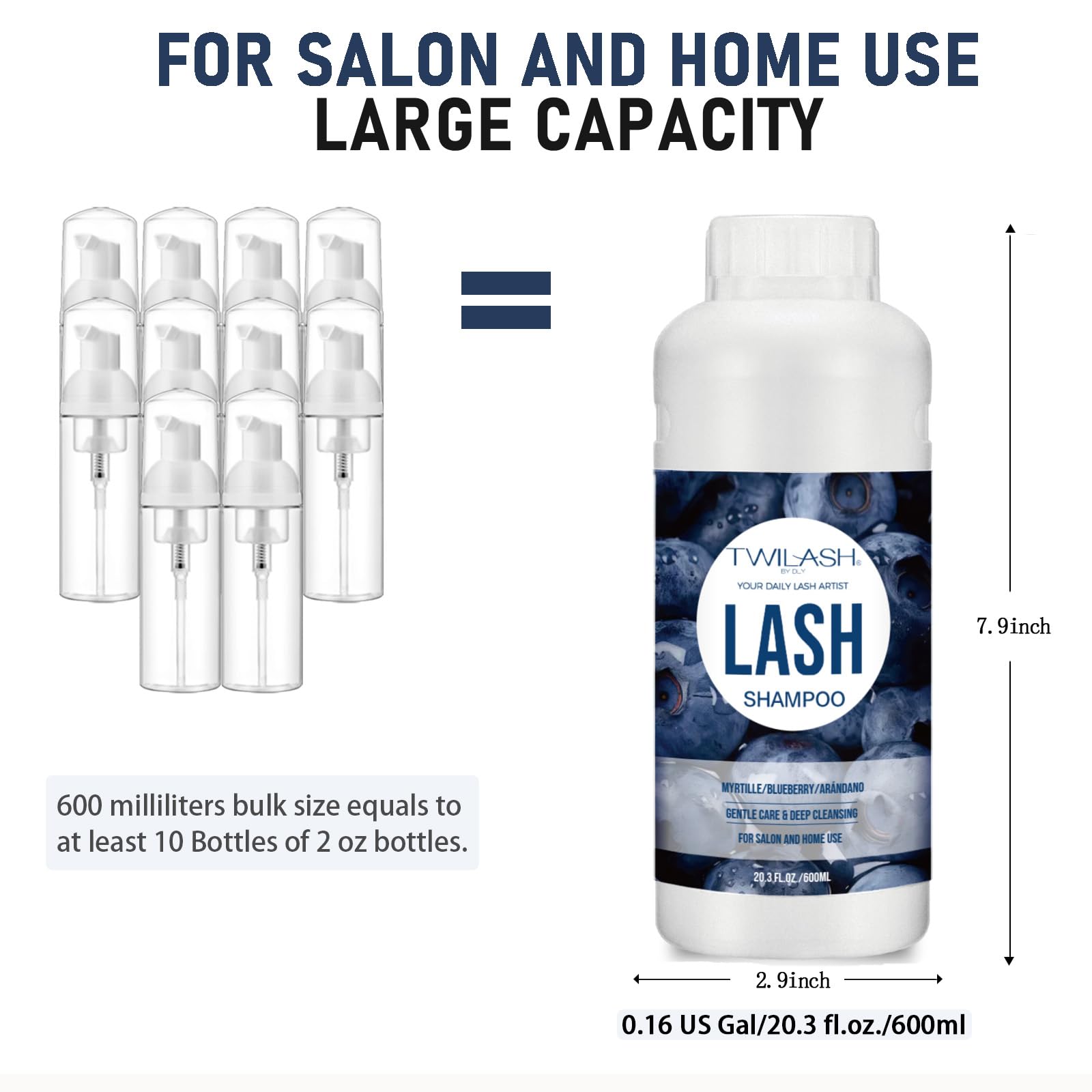 TWILASH BY DLY Blueberry lash shampoo foam for light, easy application.