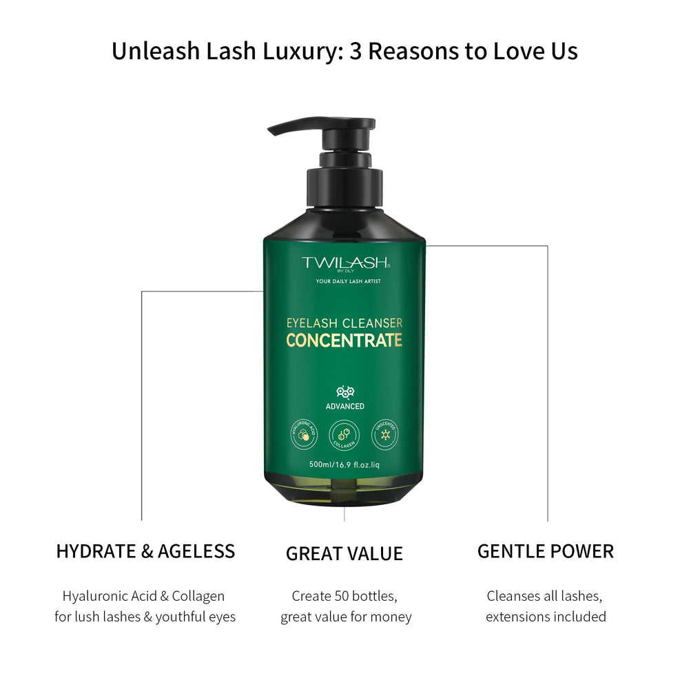 TWILASH BY DLY foaming lash shampoo in action for tear-free cleansing.