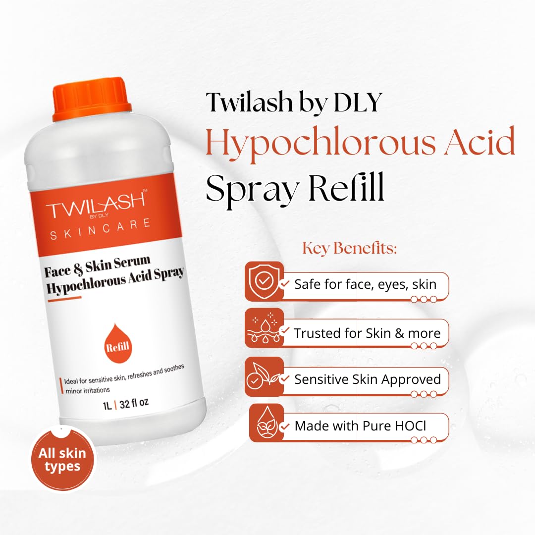TWILASH BY DLY HOCl face-cleanser mist gently refreshes the skin.