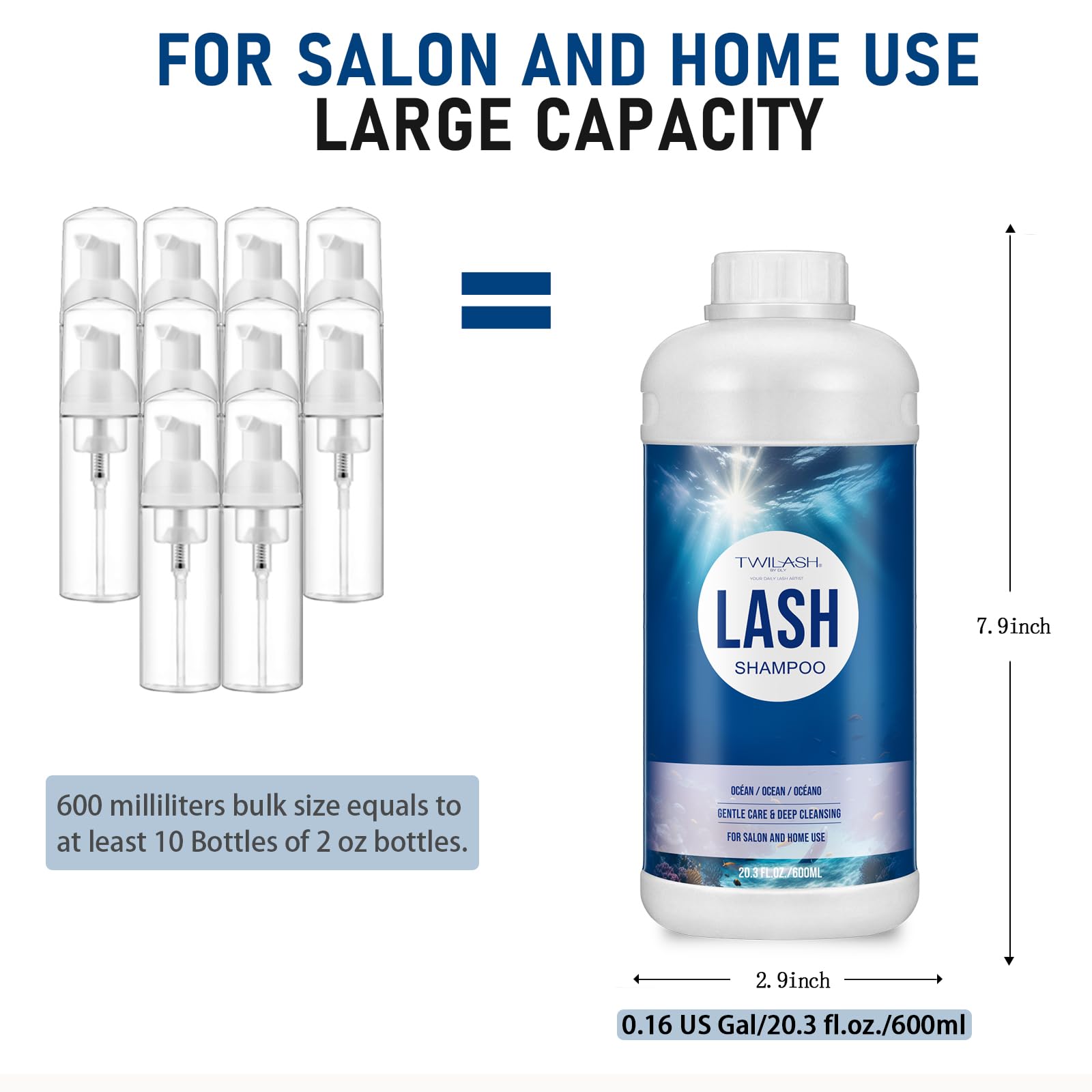 TWILASH BY DLY Ocean Lash Shampoo pour for easy application around eyes
