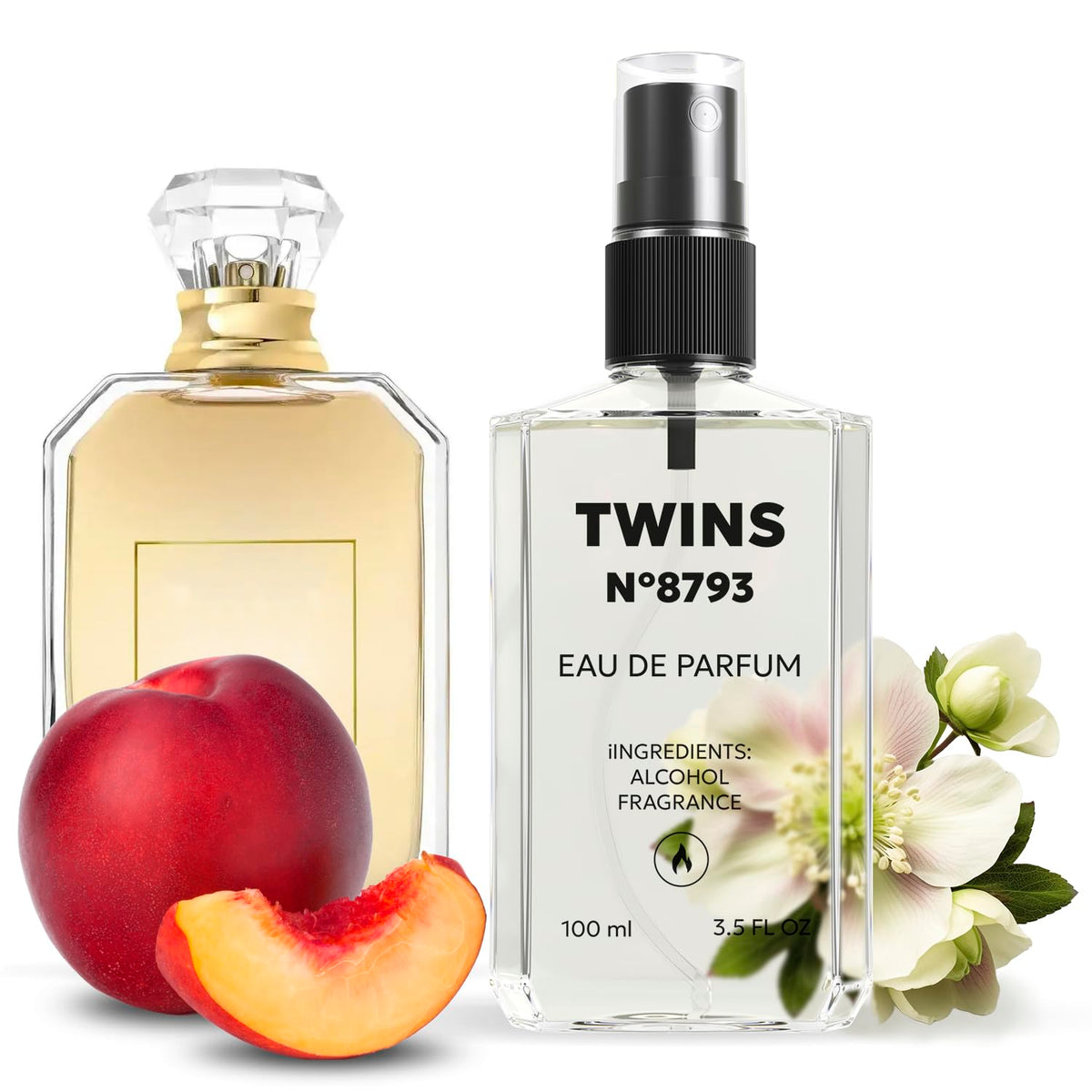 TWINS PARFUM TWINS Impression of Déjà Vu White Flower 57 bottle close-up for lasting scent