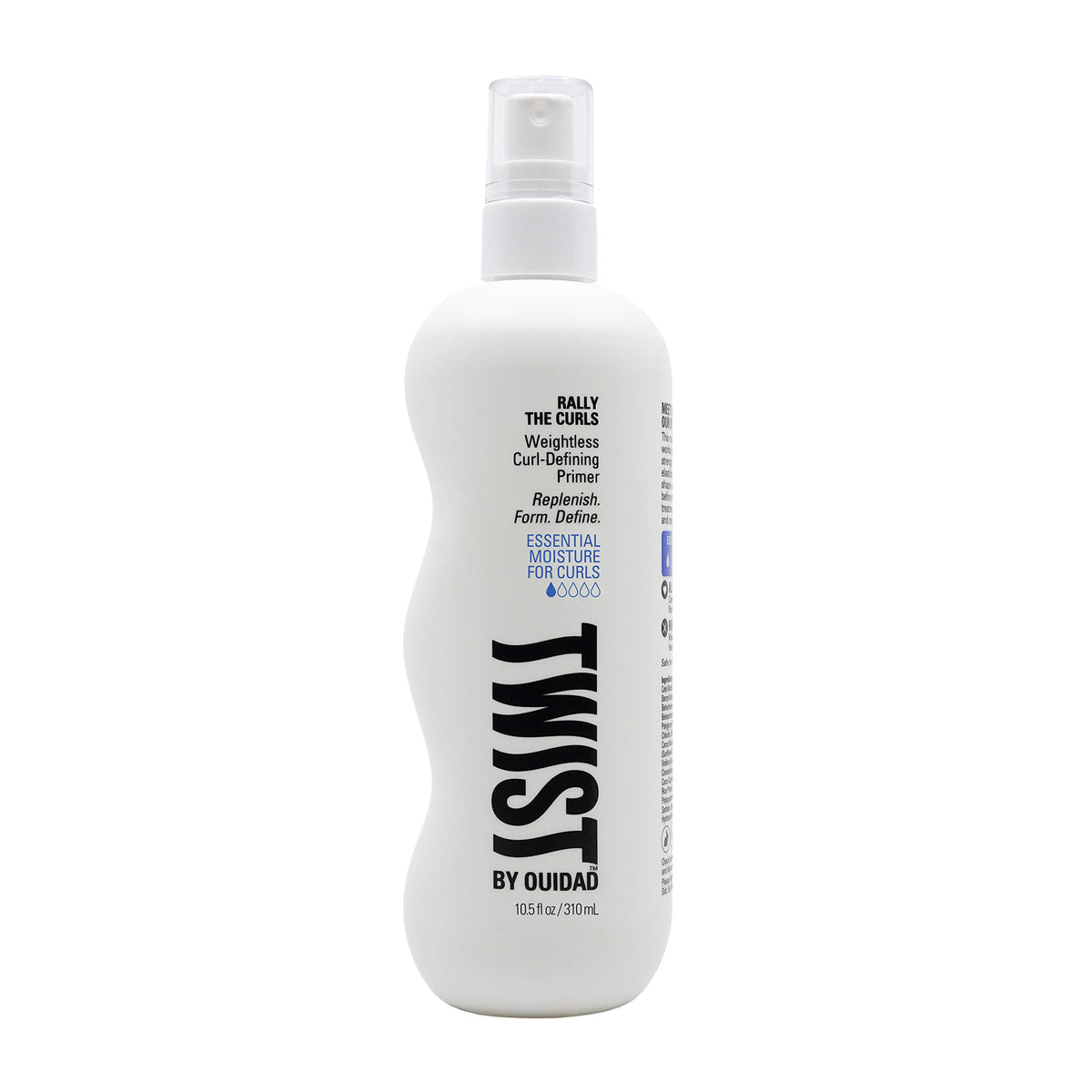 TWIST Rally The Curls bottle being poured for weightless hydration and defined curls