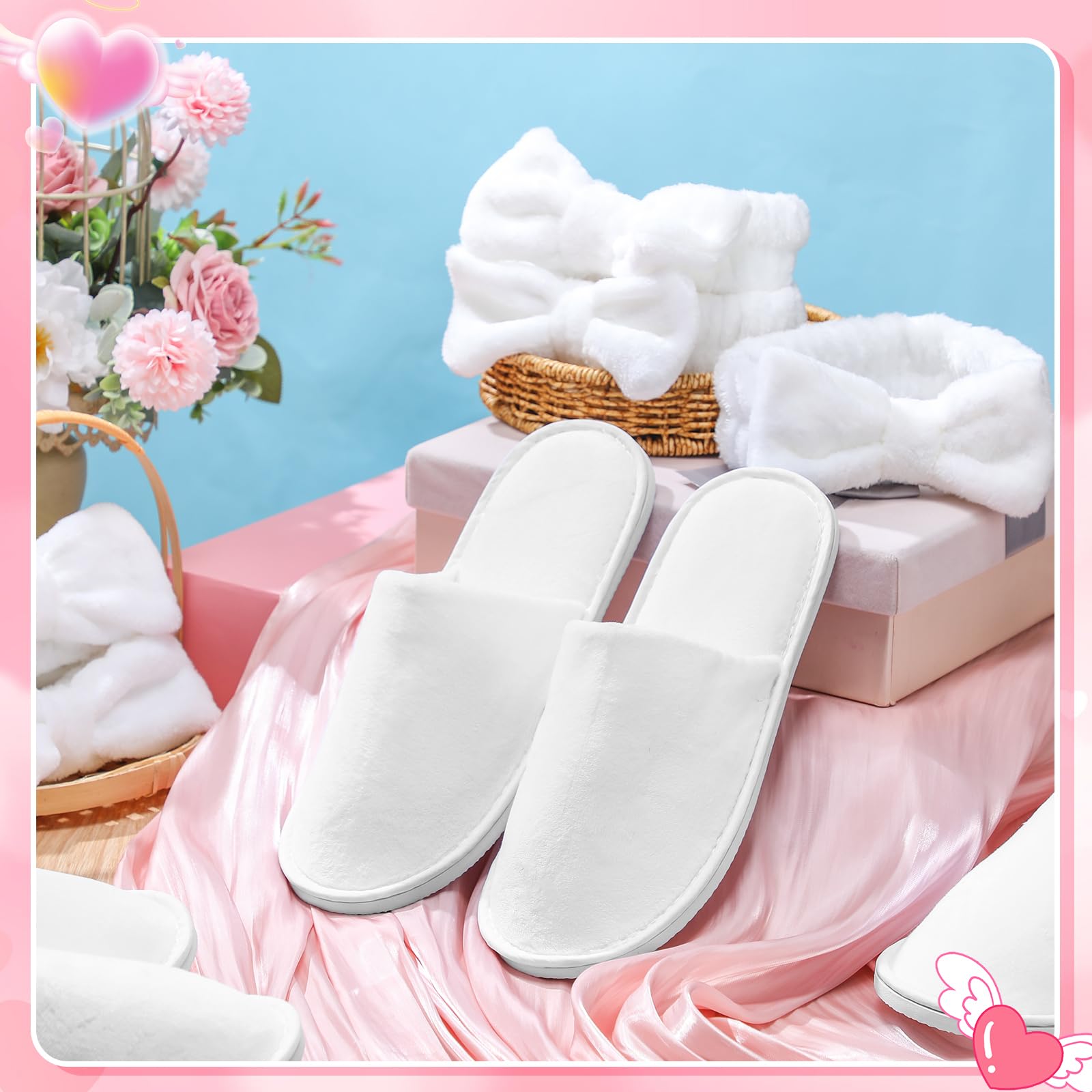 Twistover closed-toe disposable slippers with non-slip EVA sole for wet areas