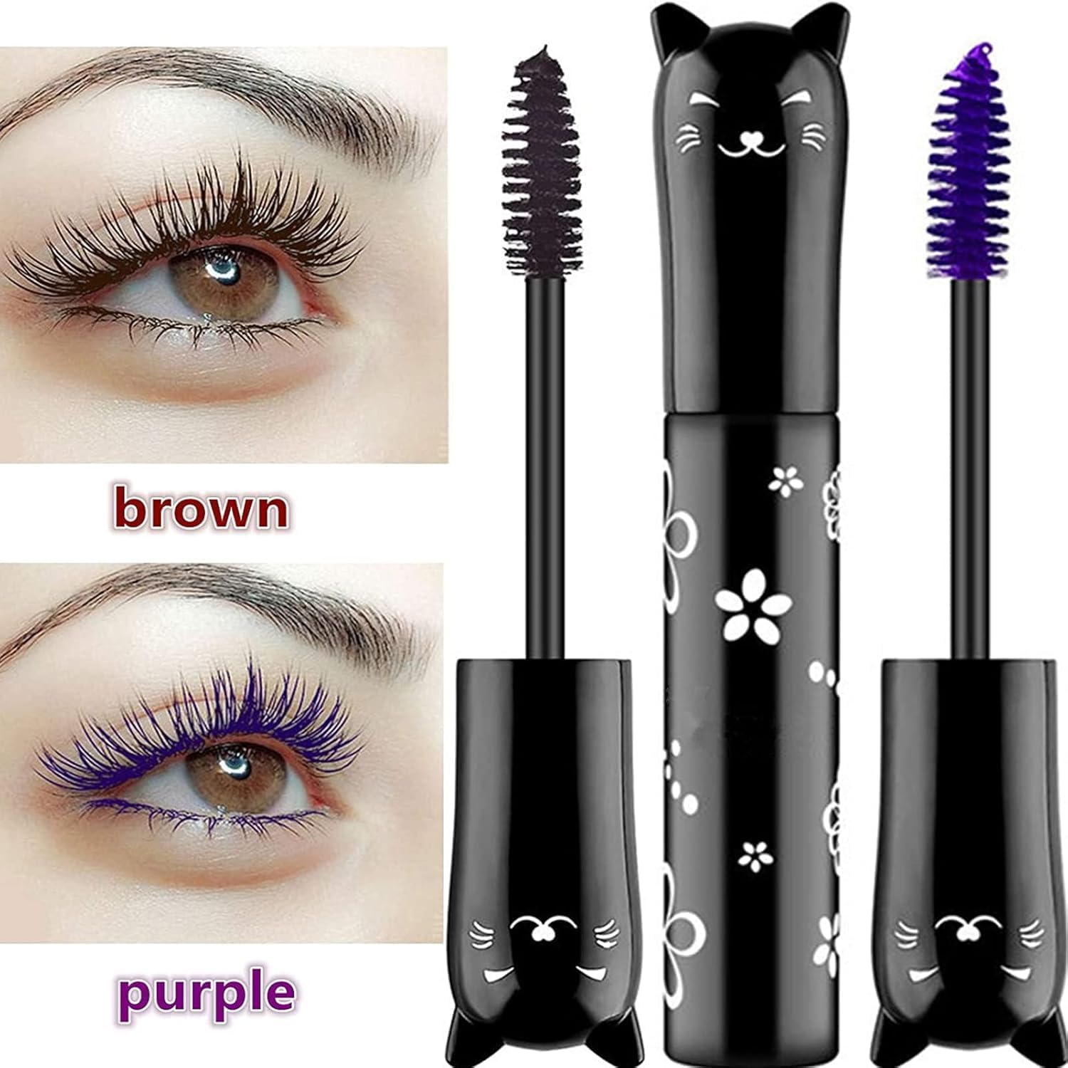 TWLBXMG curved brush applies mascara from root to tip for even coverage.
