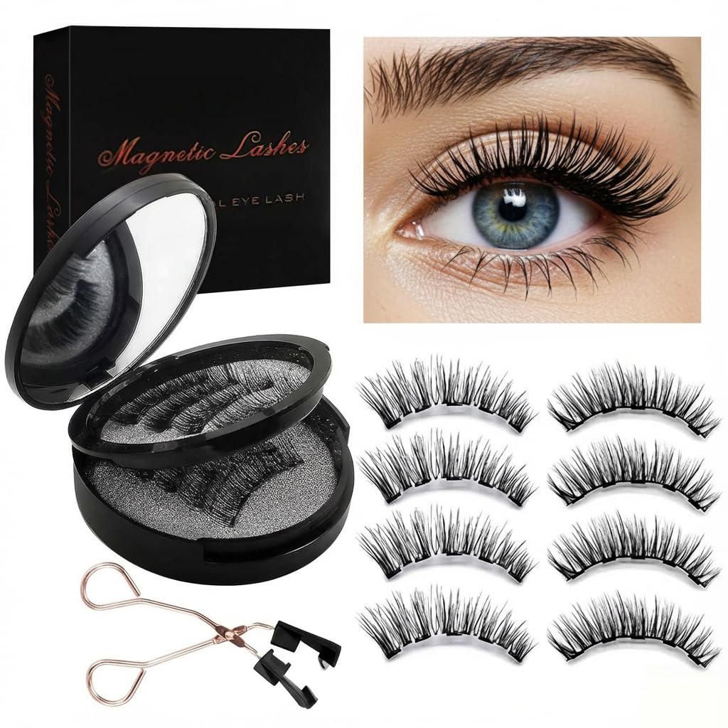 TWMKLP magnetic eyelashes with applicator for glue-free, secure application.