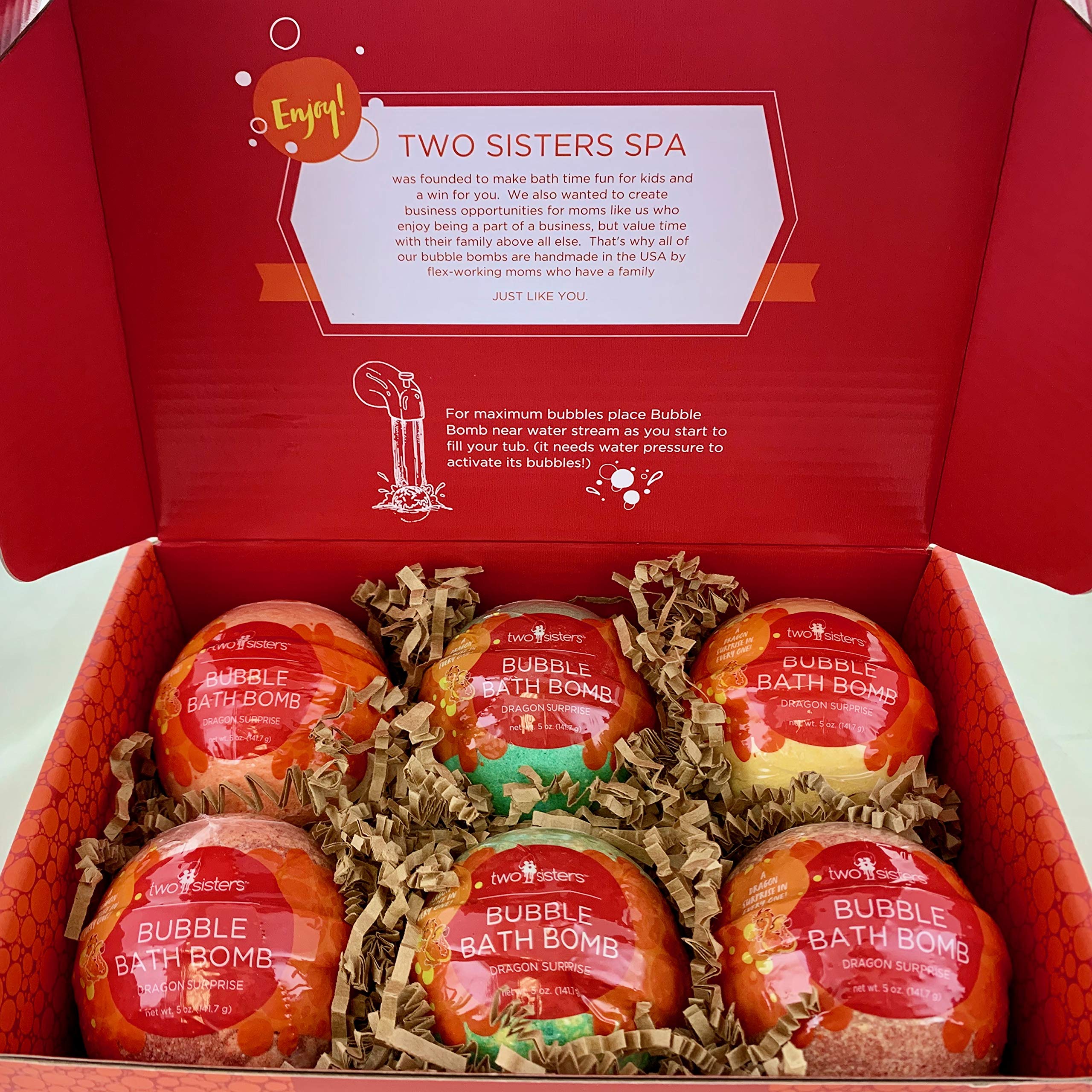 Colors and bubbles fill the bath with fruity scents from Two Sisters bombs