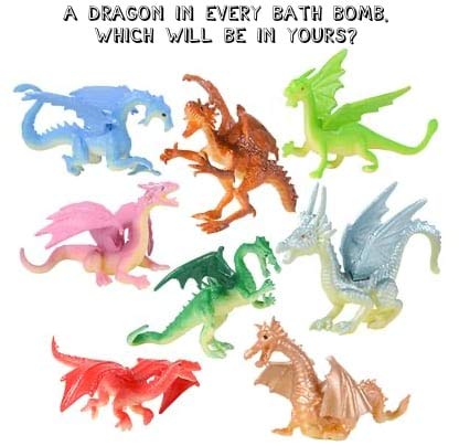 Inside view shows squishy dragon toy surprise in each bath bomb