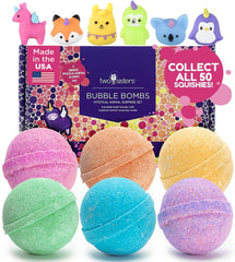 Two Sisters Mystical bath bomb reveals a surprise toy inside for kids' bath time fun