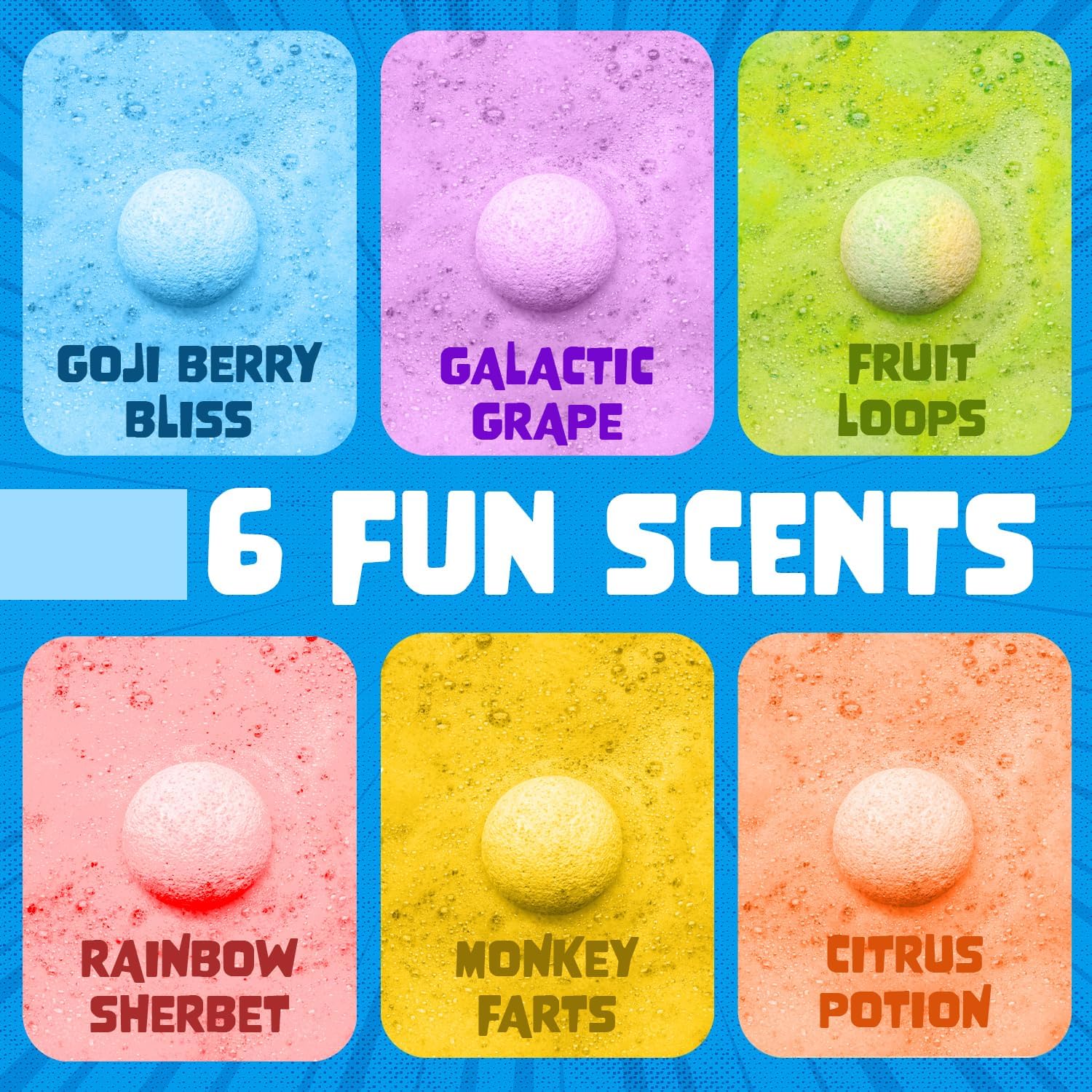 Six-fragrance box shows fruity scents to spice up each bath.