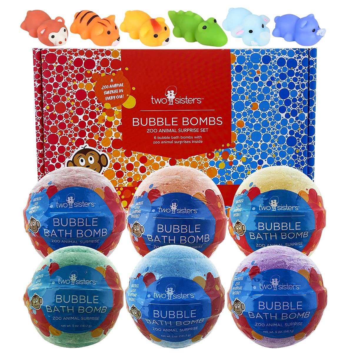 Two Sisters Zoo Animal Bath Bomb with surprise inside for bath time fun.