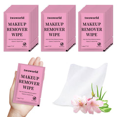 Twoworld makeup remover wipes bulk pack packaging shown, ideal for travel and hotels.