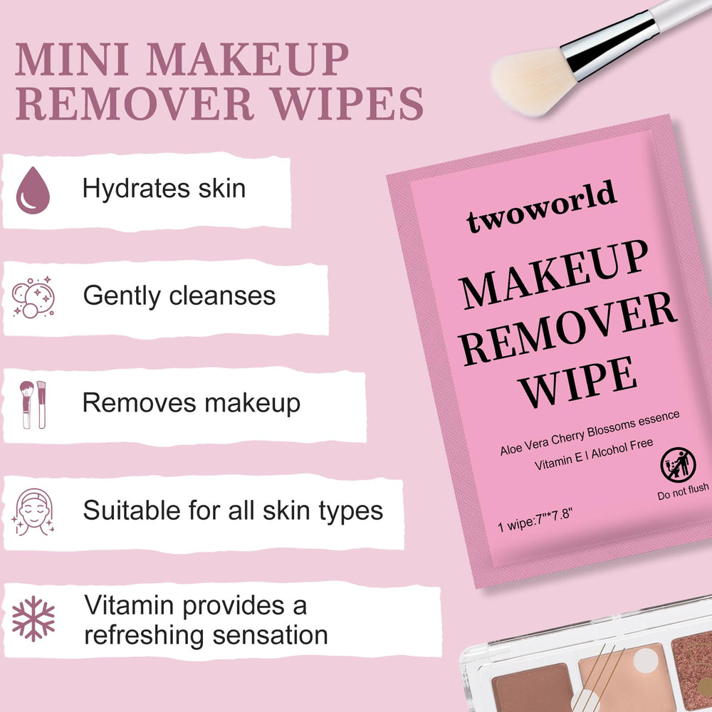 Twoworld non-woven texture close-up highlights gentle makeup removal.