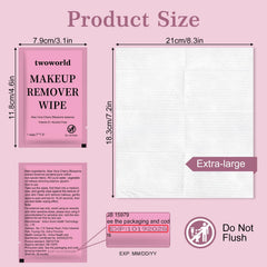 Twoworld travel-size makeup remover wipes in compact pack for on-the-go use.