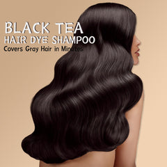 TYAYW Black Tea Hair Dye Shampoo 3in1 applied to dry hair for at-home color