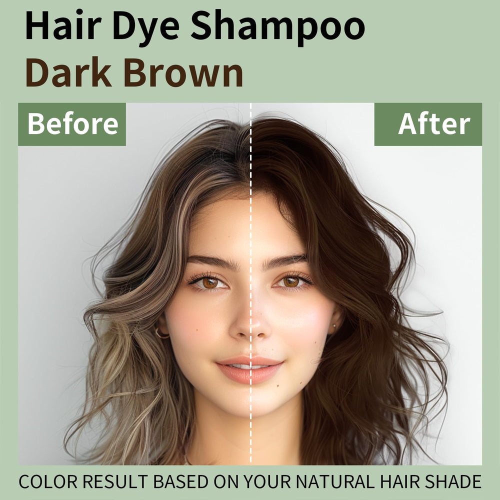 TYAYW dark brown 3 in 1 hair dye shampoo even coverage demonstrates consistent color