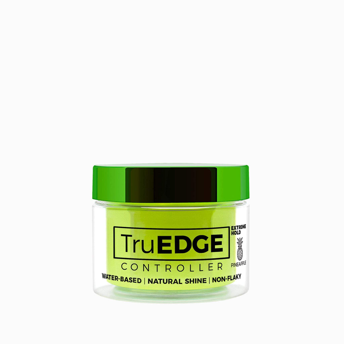 Tyche TruEDGE Controller Extreme Hold Pineapple pomade jar delivers strong hold with non-flaky shine.