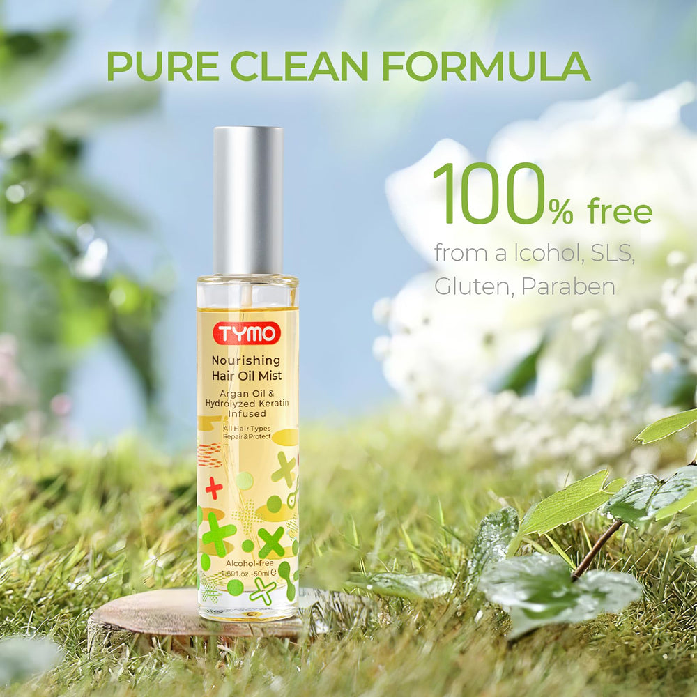 TYMO Argan Hair Oil Spray on hair shows quick absorption with no residue