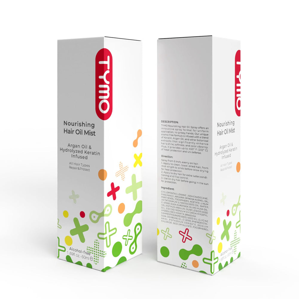 TYMO Argan Hair Oil Spray UV protection scene suggests daily hair shield
