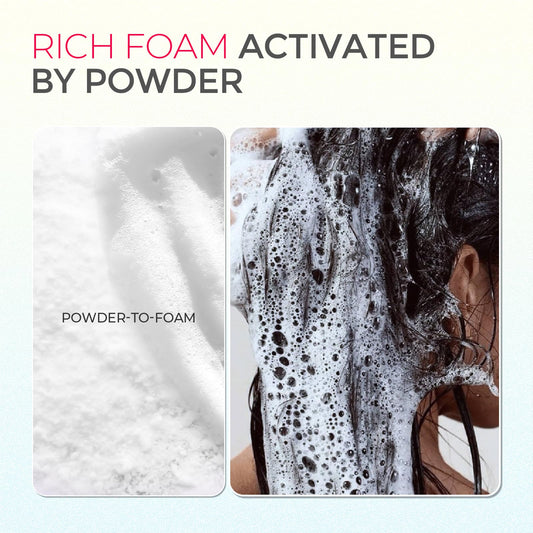 TYMO powder activates rich lather when mixed with water for thorough cleansing