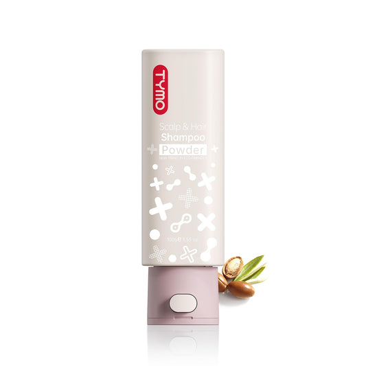 TYMO waterless shampoo powder bottle for on-the-go use and spill-proof convenience