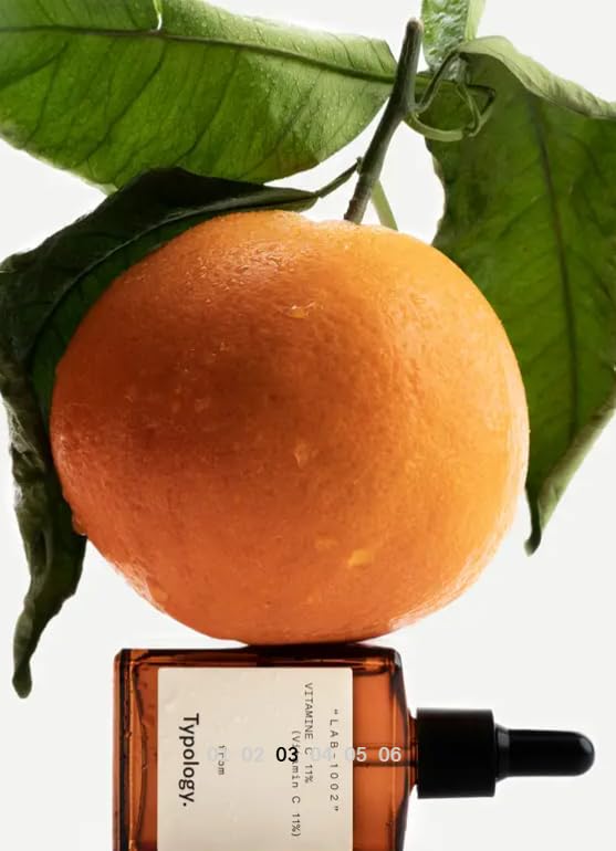 Close-up of Typology Radiance Serum texture showing lightweight absorption.