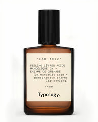 Typology Resurfacing Lip Peel bottle closeup for gentle exfoliation and smooth lips.