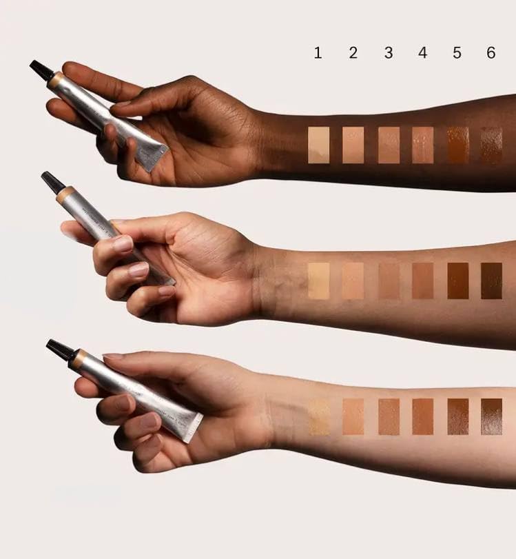 Typology tinted concealer Type 3 swatch shows blendable formula ideal for blemish coverage.