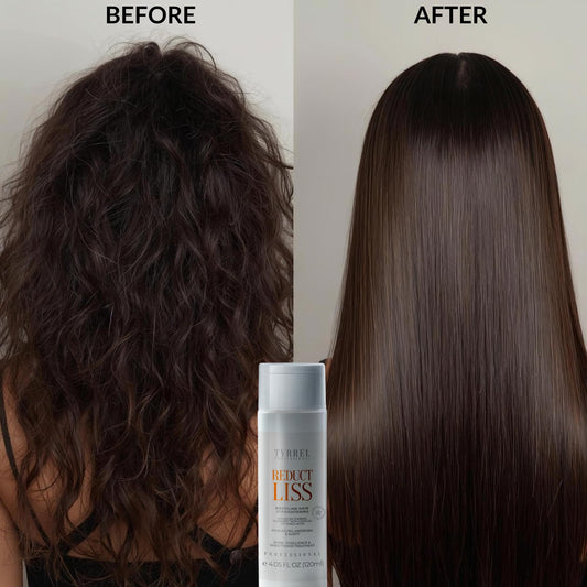 Tyrrel Reduct Liss bottle label closeup highlighting vegan formula for smoother results.