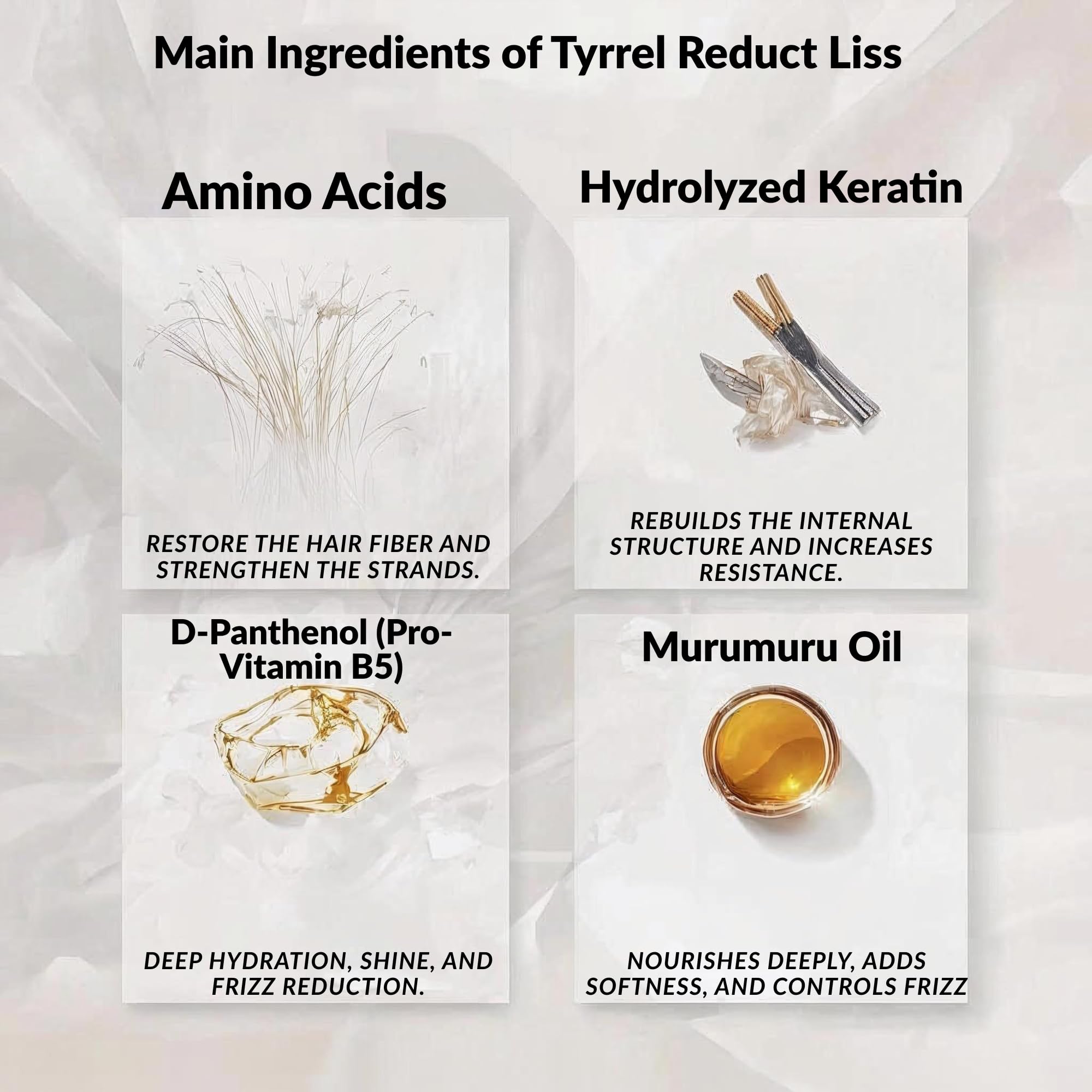 Tyrrel Reduct Liss hair application steps image showing even distribution for controlled styling.
