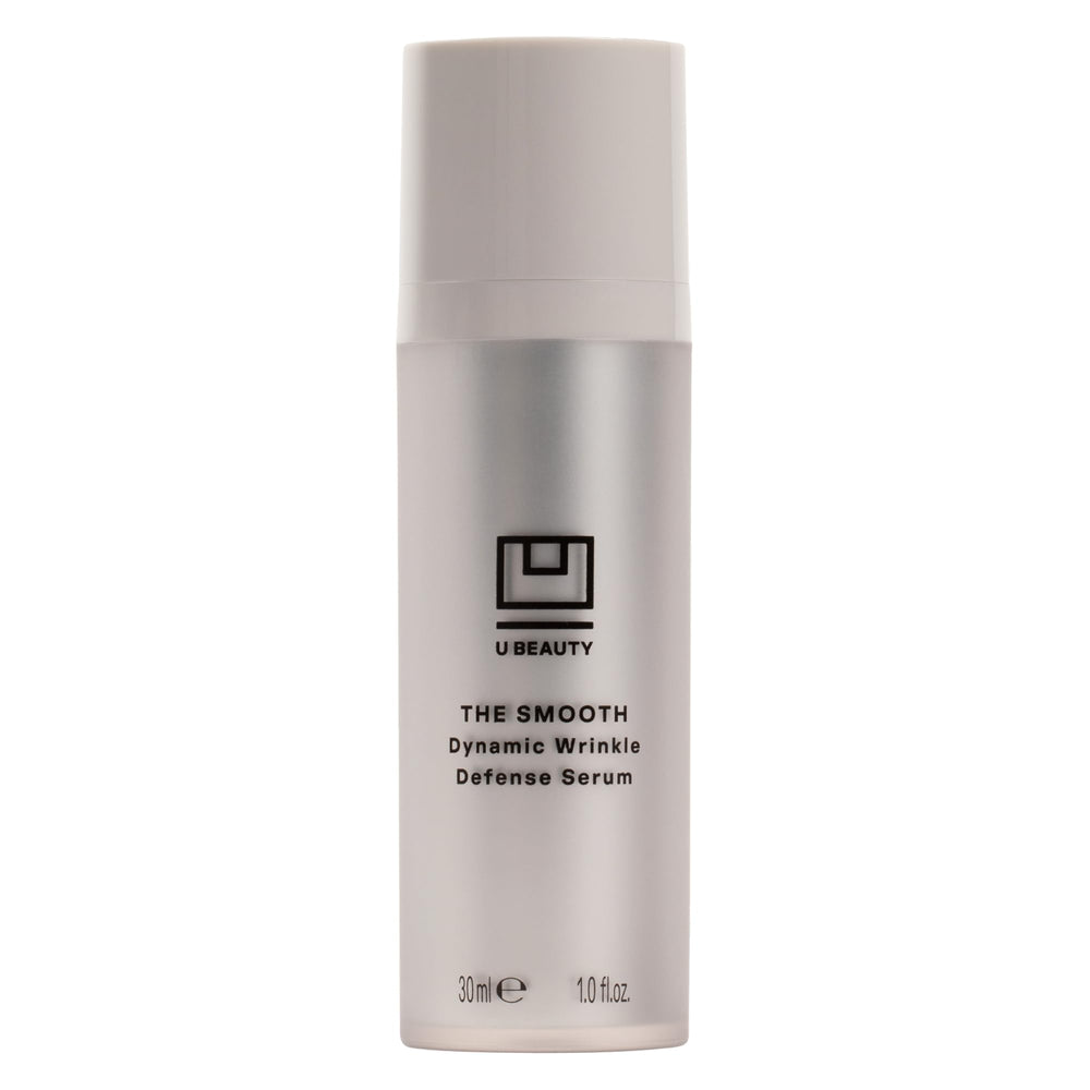 U Beauty The SMOOTH serum bottle close-up showing premium packaging for daily anti-aging care