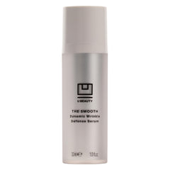 U Beauty The SMOOTH serum bottle close-up showing premium packaging for daily anti-aging care