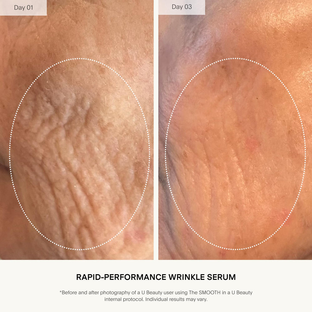 U Beauty The SMOOTH serum texture application reveals a lightweight glide-on feel
