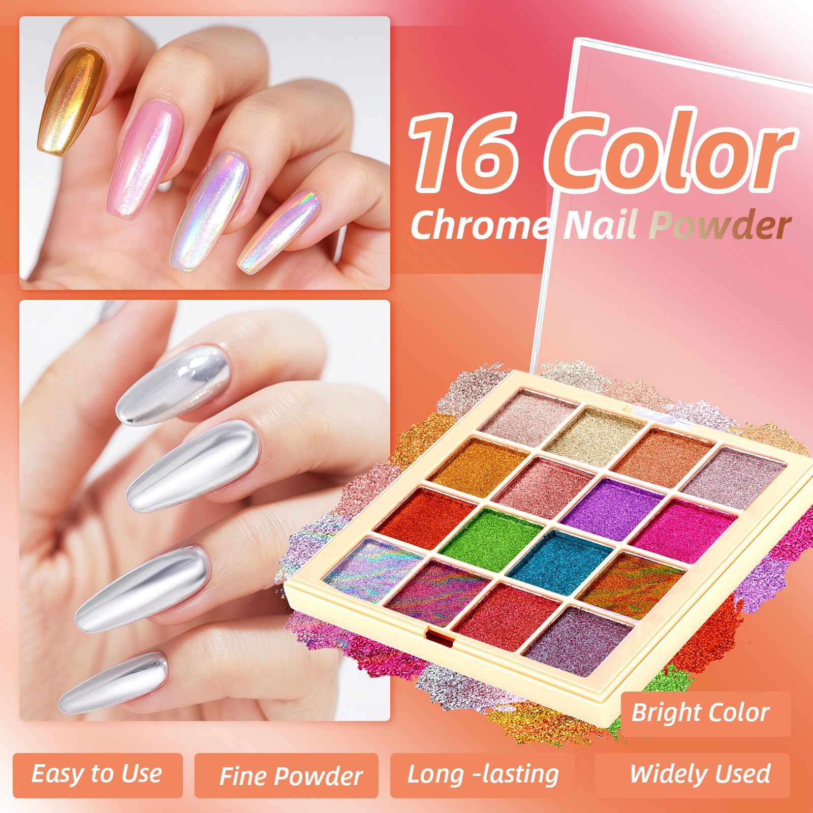 U-Shinein aurora iridescent powder creates holographic effects and luminous shine.