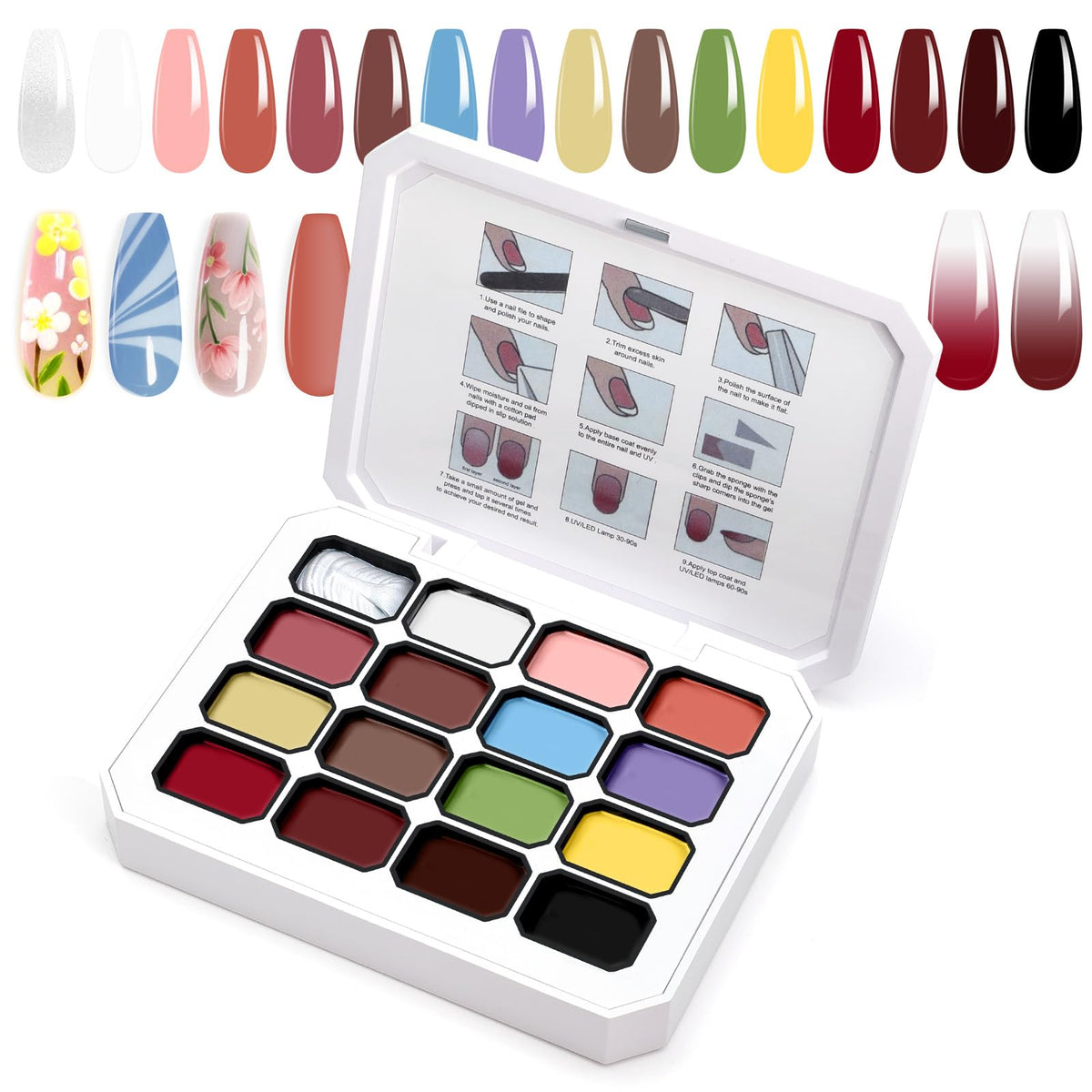 U-Shinein Gradient Painting Gel set with 16 colors for vibrant ombre nails.