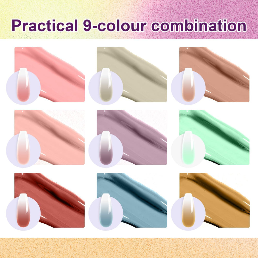 U-Shinein Gradient Painting Gel 9 colors showing vibrant pigment for nail art.