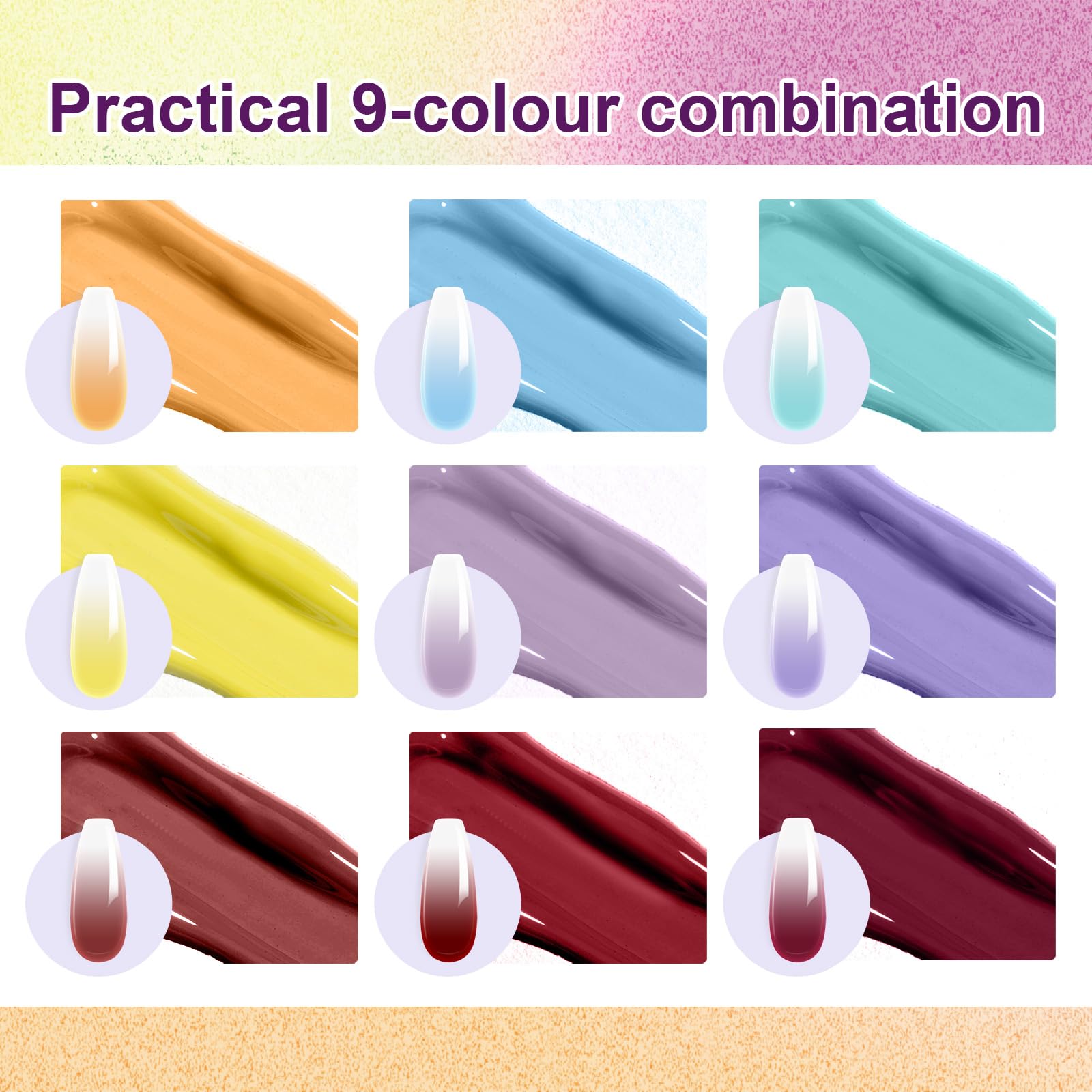 U-Shinein ombre gel polish swatches show vibrant color payoff